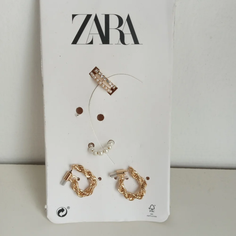 As Is Zara Gold Tone Ear Cuffs and Small Hoops Set